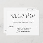 モダンb&wウェディングrsvpカード インビテーションポストカード (正面/裏面)