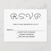 モダンb&wウェディングrsvpカード インビテーションポストカード (正面)