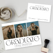 モダンB + W 3写真卒業のお知らせ 案内状