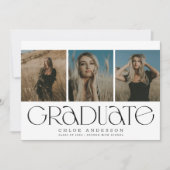 モダンB + W 3写真卒業のお知らせ 案内状 (正面)