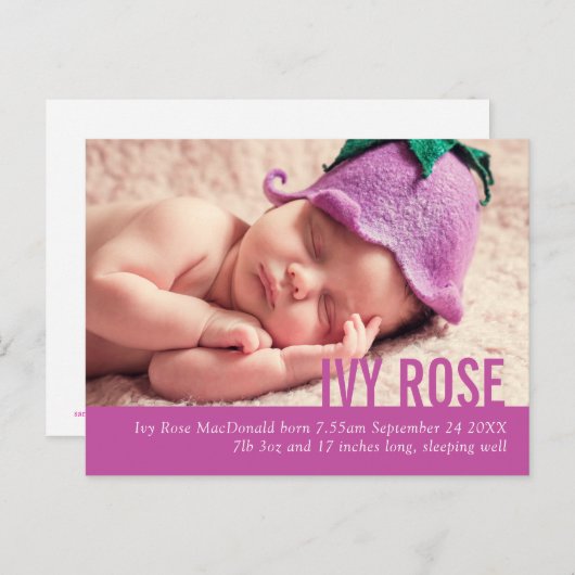 モダンbaby girl mave写真発表はがき 案内ポストカード (正面/裏面)