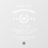 モダンBarbershopモノグラム開店時間QR ウィンドウサイン (シート)