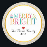 モダンBeカラフル & Brightメリー Christmas Season ラウンドシール<br><div class="desc">クリスマスモダンカラフルの休日メリーのためのクリスマスと明るい。フォントモダンはメリー明るいクリスマスの季節の休日ステッカーとラベル。</div>