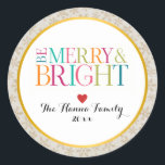 モダンBeカラフル & Brightメリー Christmas Season ラウンドシール<br><div class="desc">クリスマスモダンカラフルの休日メリーのためのクリスマスと明るい。フォントモダンはメリー明るいクリスマスの季節の休日ステッカーとラベル。</div>
