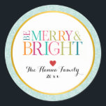 モダンBeカラフル & Brightメリー Christmas Season ラウンドシール<br><div class="desc">クリスマスモダンカラフルの休日メリーのためのクリスマスと明るい。フォントモダンはメリー明るいクリスマスの季節の休日ステッカーとラベル。</div>