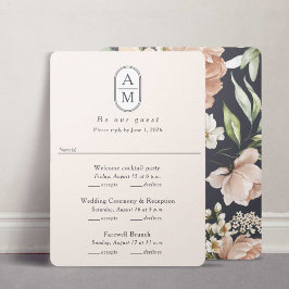 モダンbeige archイニシャル数々のイベントRSVPカード