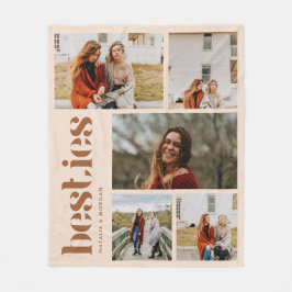 モダンBeige BFFs 5枚コラージュ フリースブランケット