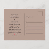 モダンBeige & Black日付スクリプトの保存 案内ポストカード (裏面)