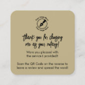 モダンBeige GoogleレビューQRコード公証人ロゴ スクエア名刺 (正面)