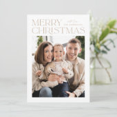モダンBeige Merry Christmas Photo シーズンカード (スタンド正面)
