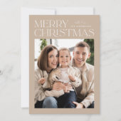 モダンBeige Merry Christmas Photo シーズンカード (正面)
