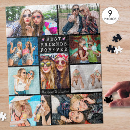 モダンBEST FRIENDS FOREVER 9枚フォトコラージュ ブラック ジグソーパズル