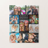 モダンBEST FRIENDS FOREVER 9枚フォトコラージュ ブラック ジグソーパズル (縦)