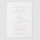 モダンBlack and White Summer'sのミニマル結婚リスト ベラム紙招待状 (正面)