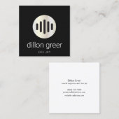 モダンBlack Audio Music DJ スクエア名刺 (正面/裏面)