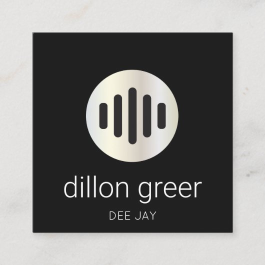 モダンBlack Audio Music DJ スクエア名刺 (正面)