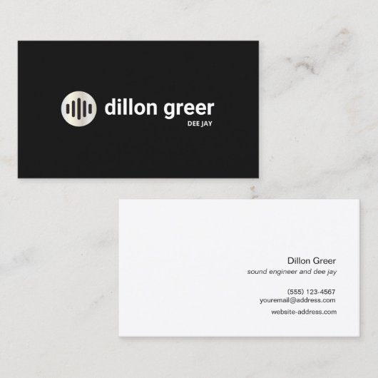 モダンBlack Audio Music DJ 名刺 (正面/裏面)