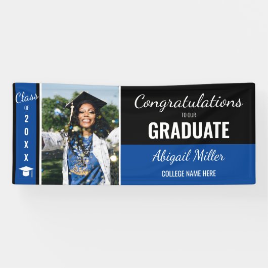モダンBlack & Blue卒業記念写真 横断幕 (横)