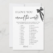 モダンBlack Bow I Love You Around The World Game 招待状 (正面)