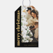 モダンBlack Merry Christmasエレガント Family Photo