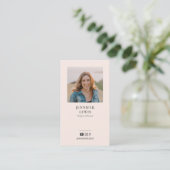 モダンBlack & Pink Photo Social Media 名刺 (スタンド正面)