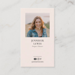 モダンBlack & Pink Photo Social Media 名刺