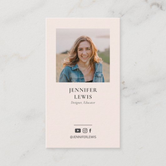 モダンBlack & Pink Photo Social Media 名刺 (正面)