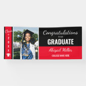 モダンBlack & Red Graduate Photo 横断幕 (横)