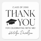 モダンBlack Serif卒業 スクエアシール (正面)