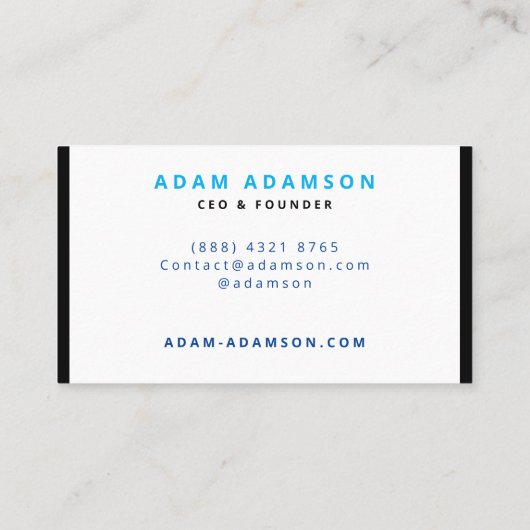 モダンBlack & White Founder Ceo 名刺 (裏面)