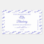 モダンBlue White Word Cloud製品ラベルハート 長方形シール (正面)