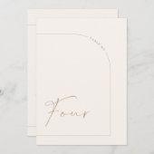 モダンBohoミニマル Archテーブル4テーブル番号 招待状 (正面/裏面)