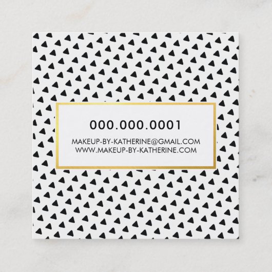 モダンBOHO三角形パタモダンーン黒金ゴールド スクエア名刺 (裏面)