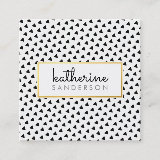 モダンBOHO三角形パタモダンーン黒金ゴールド スクエア名刺 (正面)
