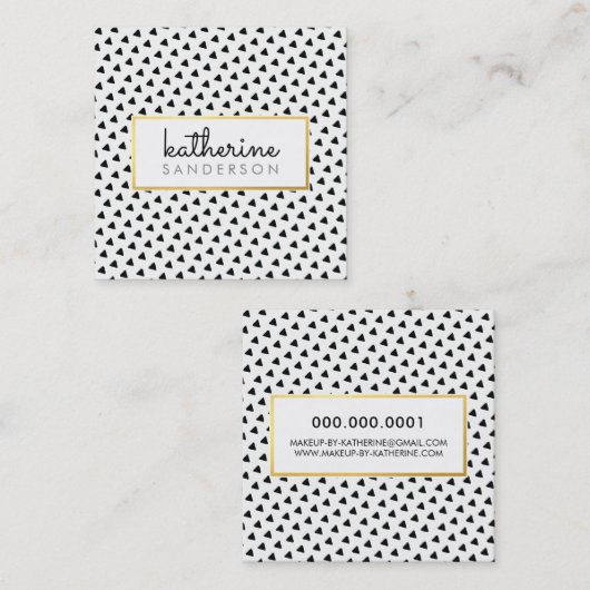 モダンBOHO三角形パタモダンーン黒金ゴールド スクエア名刺 (正面/裏面)