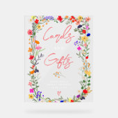 モダンboho明るい野生の花ブライダル標識 アクリルサイン (正面)