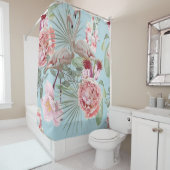 モダンboho贅沢な庭フラミンゴの花ブルー シャワーカーテン (インサイチュ)