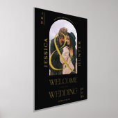 モダンboho arch写真結婚黒い歓迎 箔ポスター (レイダウン)