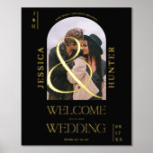 モダンboho arch写真結婚黒い歓迎 箔ポスター (正面)