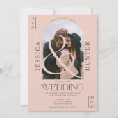 モダンboho arch 2枚結婚のピッ淡い色のク 招待状 (正面)