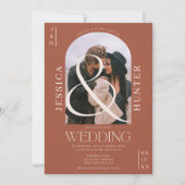 モダンboho arch 2枚結婚の写真 招待状 (正面)