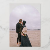 モダンboho arch 2枚結婚の灰色 箔招待状 (裏面)