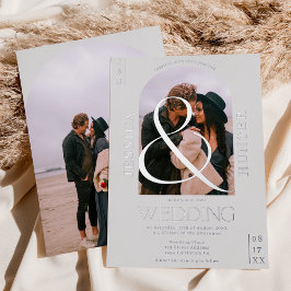 モダンboho arch 2枚結婚の灰色 箔招待状