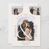 モダンboho arch 4写真結婚アイボリー セーブザデート (正面)