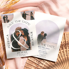 モダンboho arch 4写真結婚白黒 セーブザデート