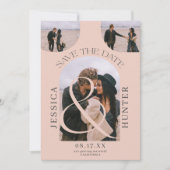 モダンboho arch 4枚の写真結婚赤面ピンク セーブザデート (正面)