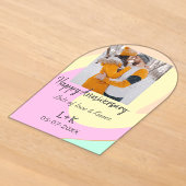 モダンboho happy anniversary add name date orange アクリル招待状 (レイダウン)