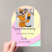 モダンboho happy anniversary add name date orange アクリル招待状 (インサイチュ (ポータブル))
