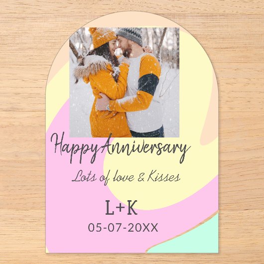 モダンboho happy anniversary add name date orange アクリル招待状 (正面)