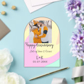 モダンboho happy anniversary add name date orange アクリル招待状 (インサイチュ (ウェディング))